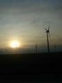 Sunset in berlin with wind turbine, Berlin, Almanya, Avrupa