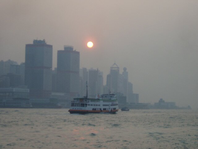 Photo 178: Couché de soleil sur la baie de Hong Kong