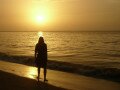 Plage de Grande Anse, coucher de soleil, Deshaies Grande Anse, Guadeloupe, Amérique